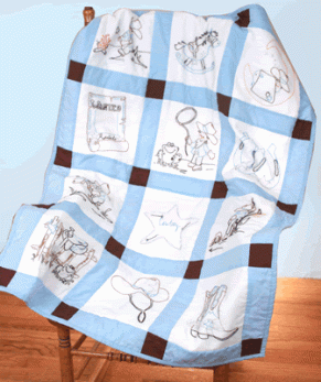 (image for) Cowboy infant baby quilt blocks