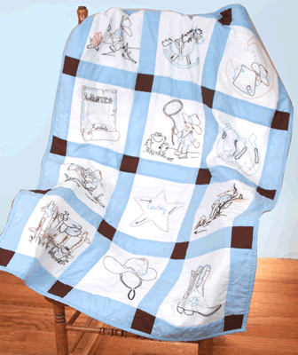 (image for) Cowboy infant baby quilt blocks - Click Image to Close